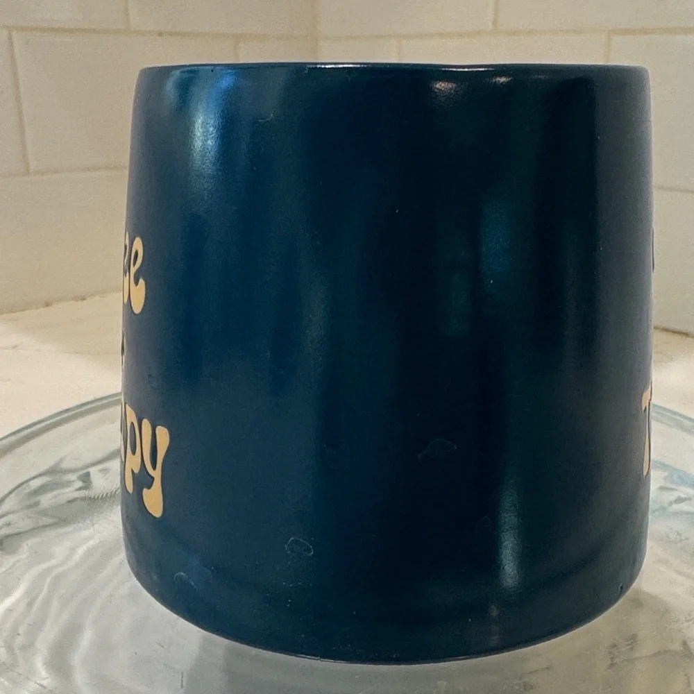 Coffee is My Therapy Navy Blue Coffee Mug with Gold Text